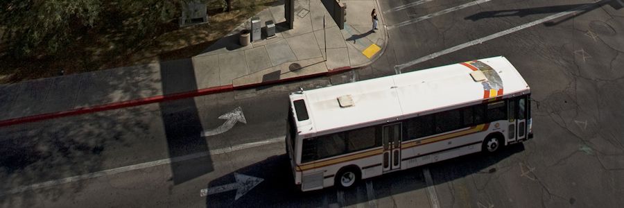 Arial view of city bus