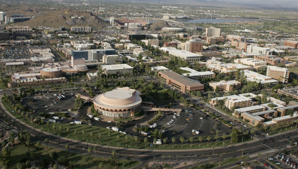 ASU campus aerial view Tempe, AZ