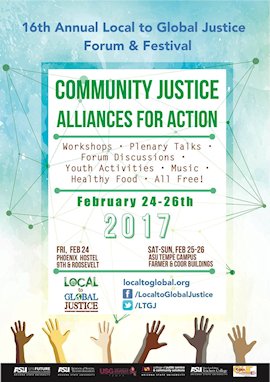 2017 Local to Global Justice Forum and Festival program cover