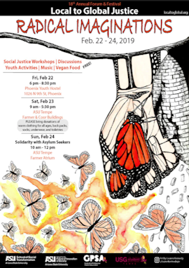 2019 Local to Global Justice Forum and Festival poster